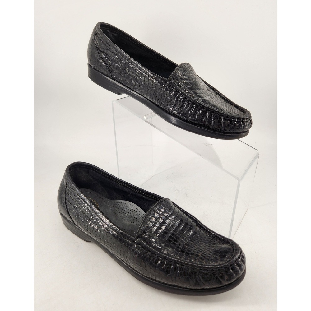 SAS Simplify Loafers Womens 11.5 Black Croc Print Embossed Comfort Slip On Shoes